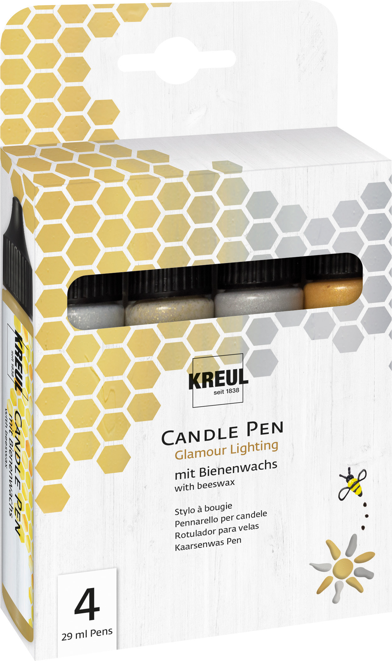 KREUL Sada CANDLE PEN na maľovanie sviečok GLAMOUR 4 ks