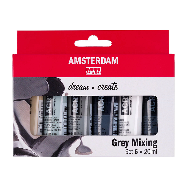 Amsterdam Akrylové farby - sada 6 x 20 ml - Gray